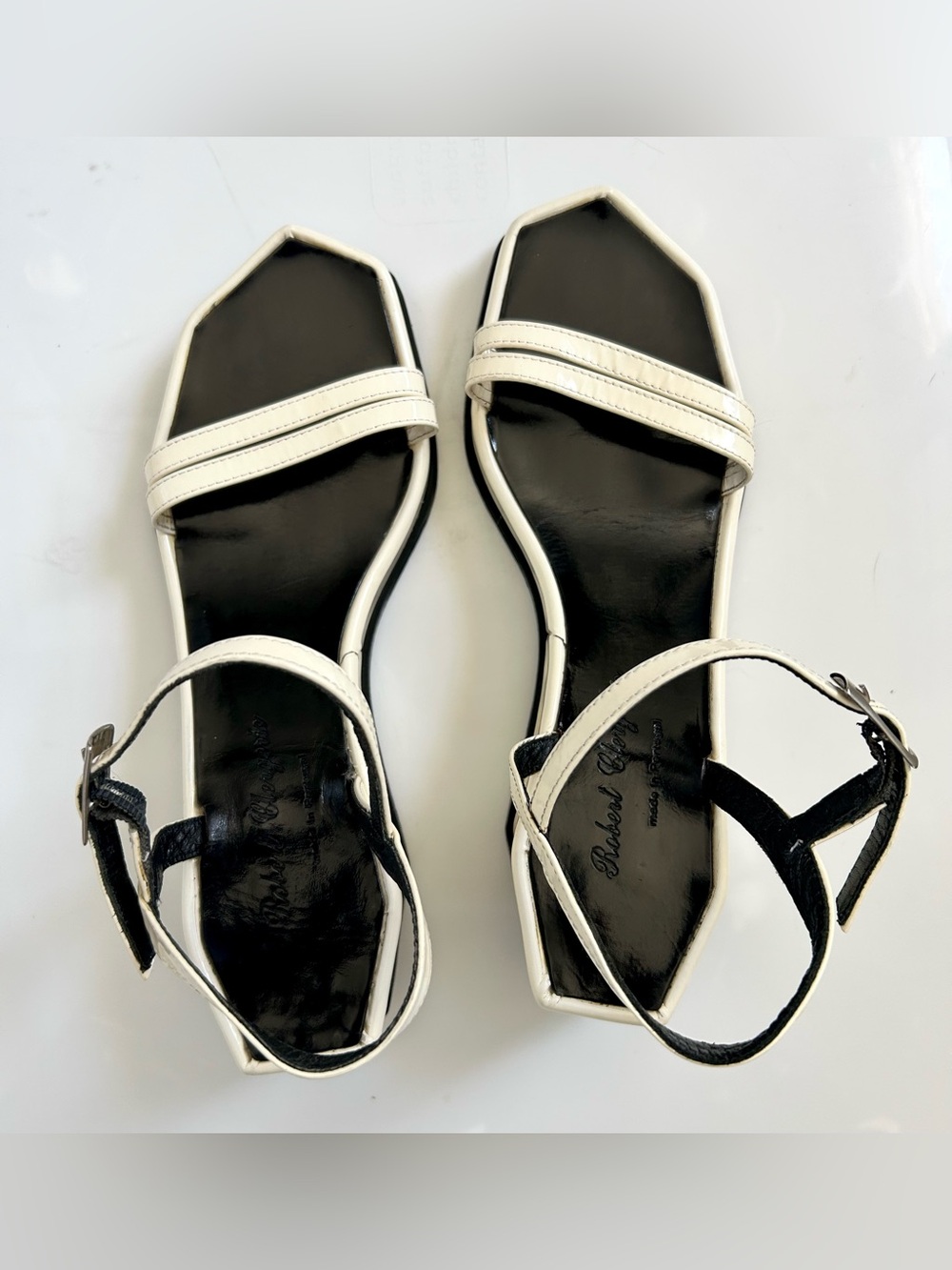Robert Clergerie Black and White Platform Mod Geometric Sandals - Picture 5 of 9